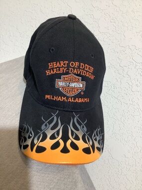 Vintage Collectors Harley Davidson Orange and Black Branded Cap